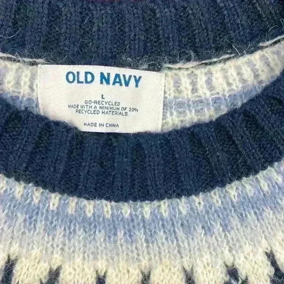 Old Navy women’s fair isle wool blend pullover crewneck sweater size large - Picture 2 of 10